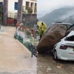 मूसलाधार बारिश का कहर: जलभराव, कार पर गिर पत्थर, 17 सड़कें बंद, जनजीवन अस्त-व्यस्त